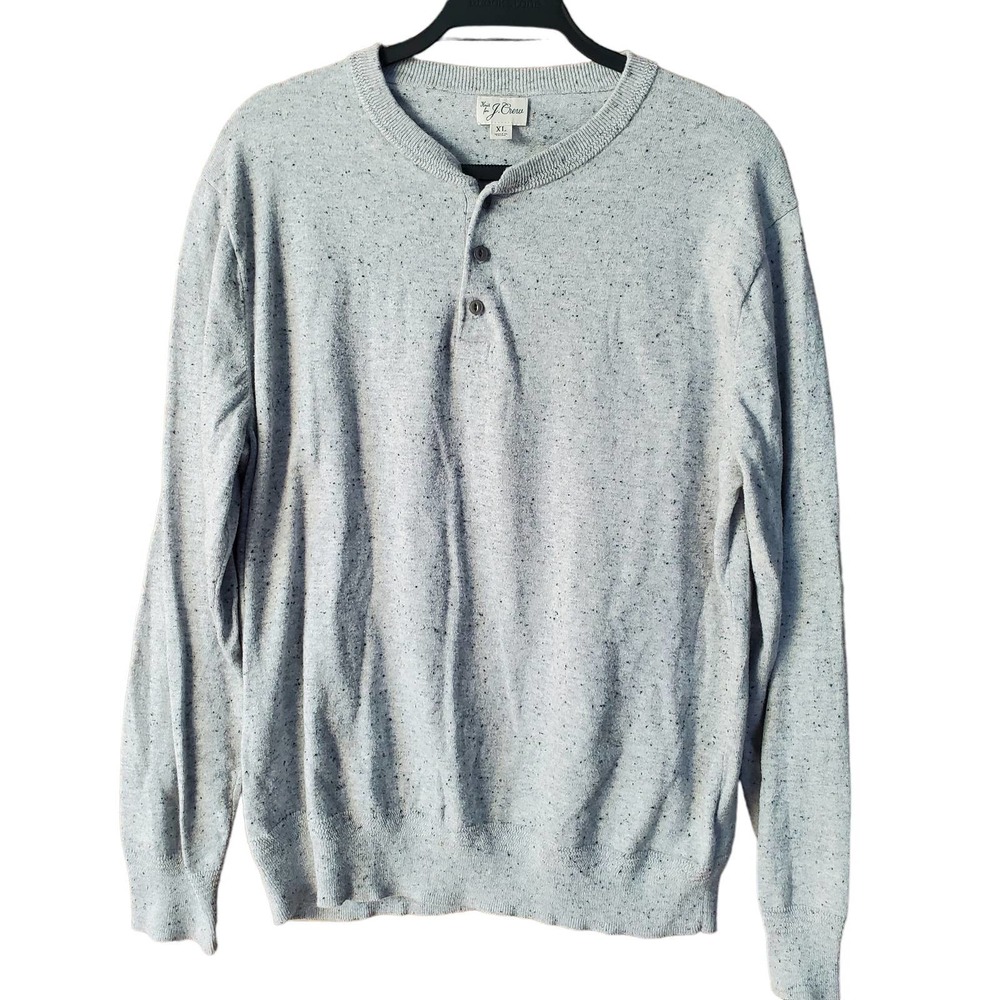 Re-Imagined J. Crew Mens Donegal Tweed Silk Blend Long Sleeve Henley Sweater XL